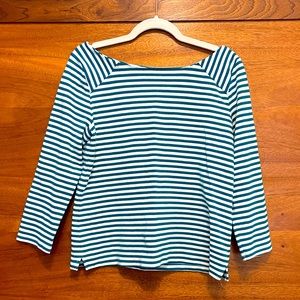 Old Navy teal and white striped knit top size M